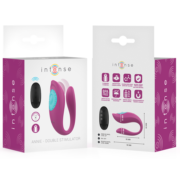 Annie estimulador y vibrador forma de u morado control remoto