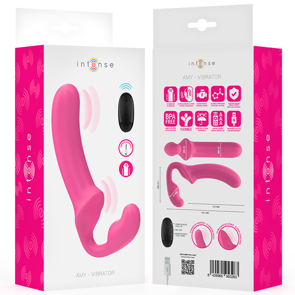 Amy vibrador doble 20 cm rosa control remoto