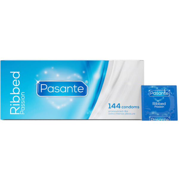 Pasante ribbed passion preservativos caja 144 unidades