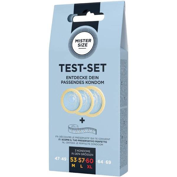 Mister test set 3 preservativos diferentes tallas con cinta métrica