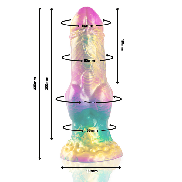 Epic iris dildo con testículos arcoíris de placer