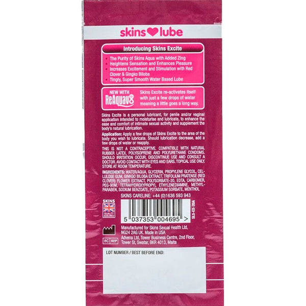 Skins excite lubricante base de agua monodosis 5 ml