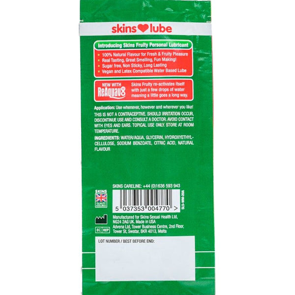Skins fruity lubricante base de agua sandía monodosis 5 ml