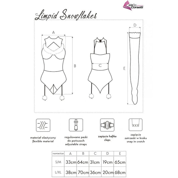 Livco limpid snowflakes lc 90604 body con medias con diadema navideña l xl