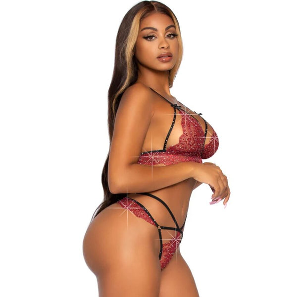 Leg 81623 set sujetador con tanga burdeos