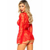 Leg 86123 set body con bata de liguero rojo