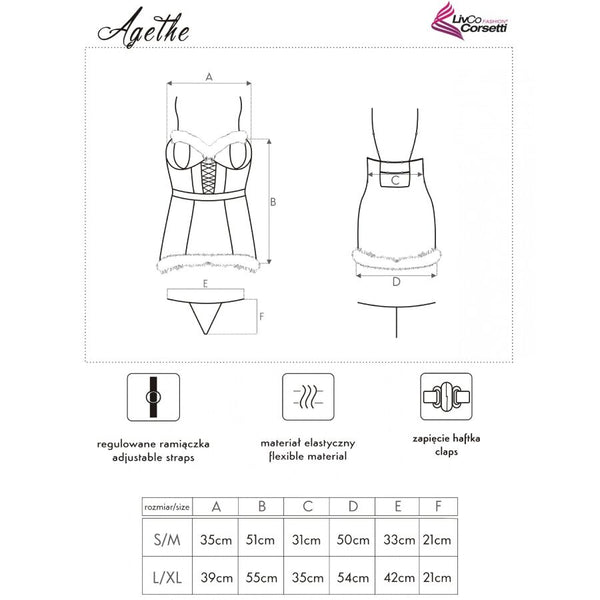 Livco agethe lc 90607 camisa con tanga con gorro navideño l xl