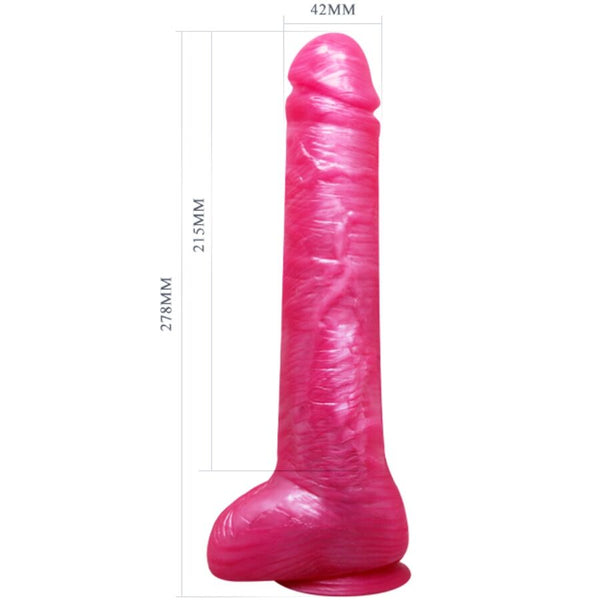 Baile dong dildo realístico rosa con ventosa