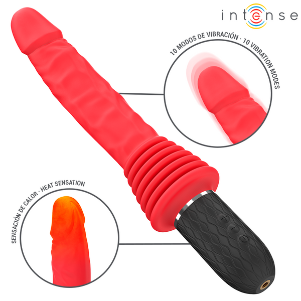 Vibrador Cynthia con movimiento de empuje, control remoto y calor
