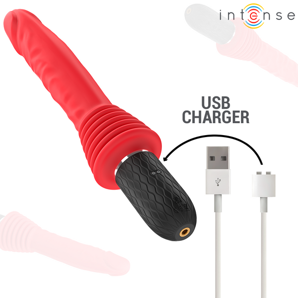 Vibrador Cynthia con movimiento de empuje, control remoto y calor
