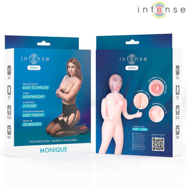 Intense monique muñeca hinchable con tres orificios