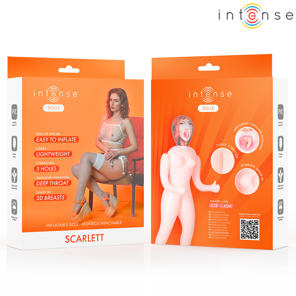Intense scarlett muñeca hinchable con tres orificios