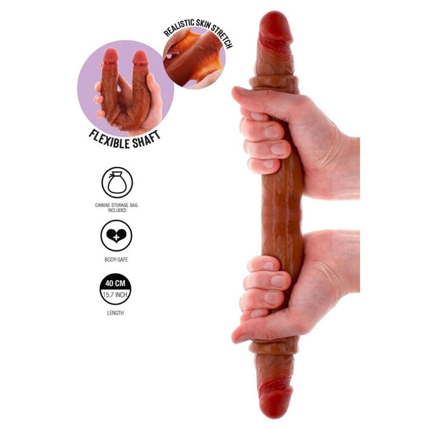 Get dildo doble dong de silicona caramelo 40 cm