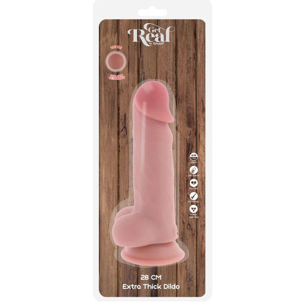 Get pene realístico deluxe con testículos extra grueso 28 cm