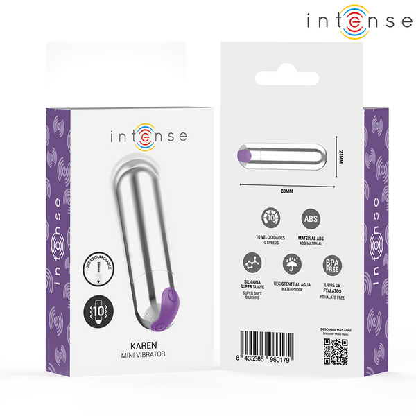 Karen mini bala vibradora 10 modos recargable plateado