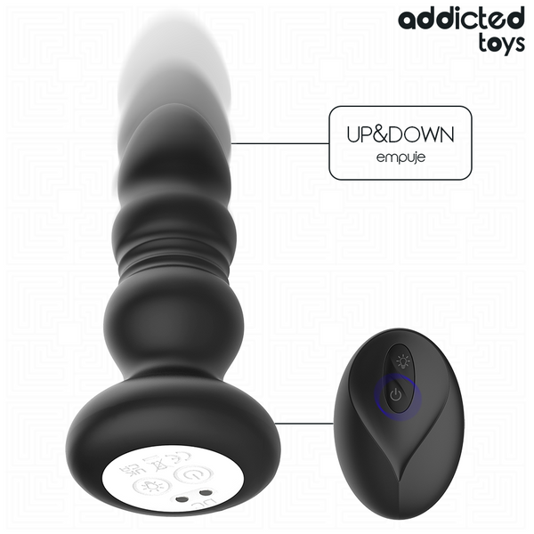 Plug anal vibrador con movimiento de empuje, luz LED y control remoto