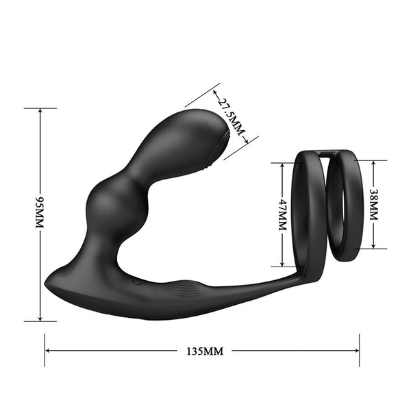 Mr anillo para pene con plug anal con vibración control remoto