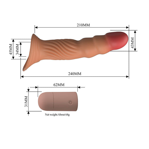 Pretty funda para pene texturizada con vibración y control remoto