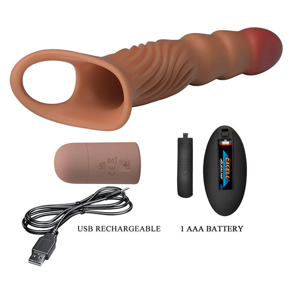 Pretty funda para pene texturizada con vibración y control remoto