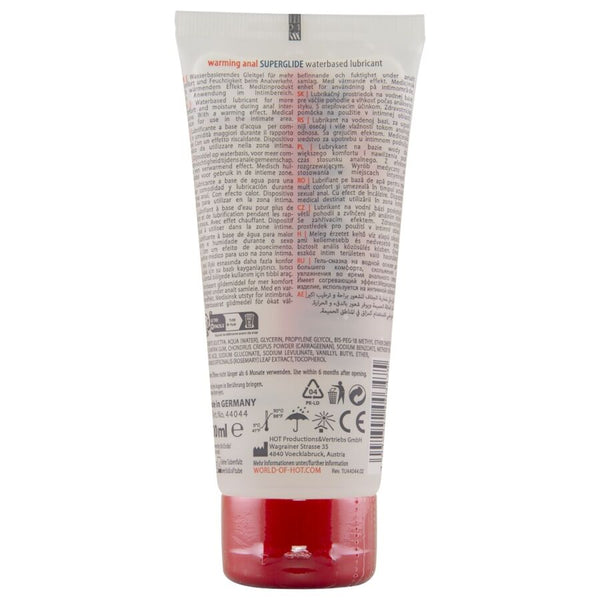 Hot anal superglide warming liquid pleasure lubricante anal base agua efecto calor 100 ml