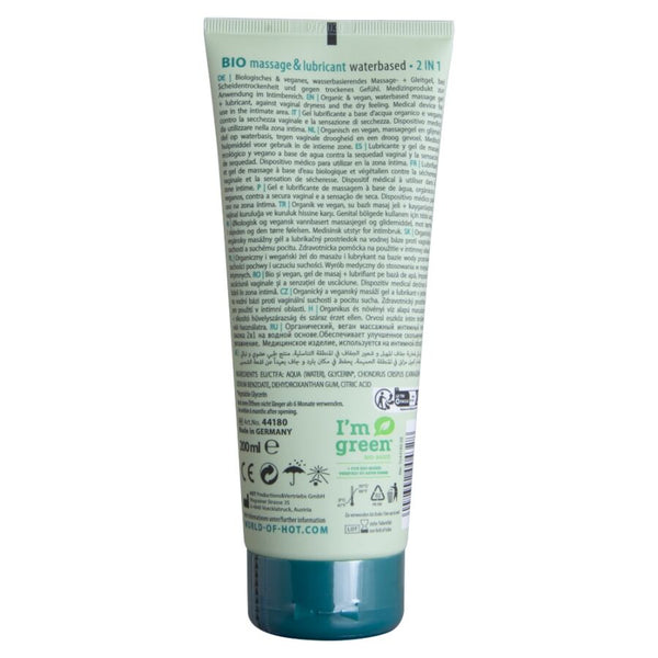 Hot bio massage y lubricante base agua 2 en 1 200 ml