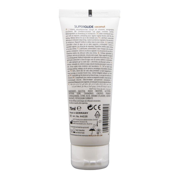 Hot superglide lubricante comestible base agua coco 75 ml
