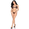 Conjunto de top y tanga de red 86147 negro talla única