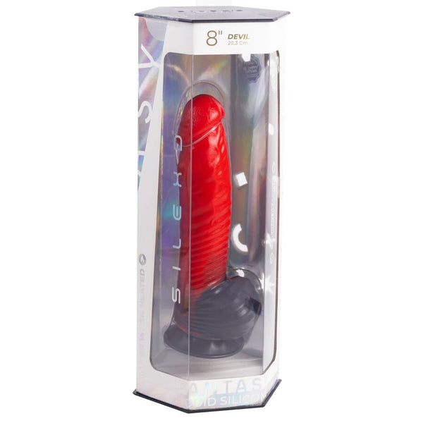 Silexd devil dildo fantasy silicona liquida termoreactivo rojo negro 20.3 cm