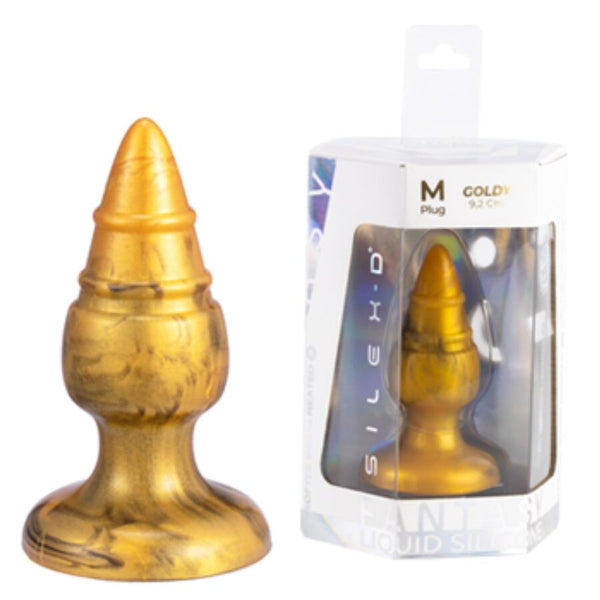 Silexd goldy plug anal fantasy silicona liquida termoreactivo oro 9.2 cm