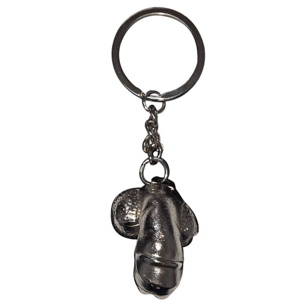 Diablo llavero metal pene encogido plata