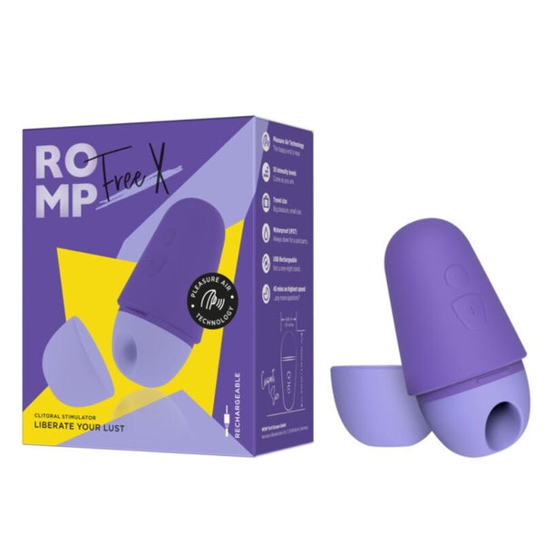 ROMP - FREE X ESTIMULADOR DE CLÍTORIS CON TAPA 10 NIVELES RECARGABLE MORADO