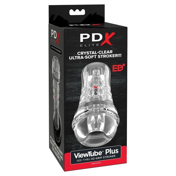 PDX ELITE - MASTURBADOR TRANSPARENTE VIEWTUBE PLUS SEE-THRU EZ-GRIP 21 CM