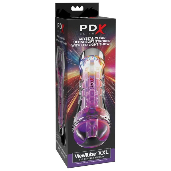 PDX ELITE - MASTURBADOR TRANSPARENTE VIEWTUBE XXL LED STROKER 27.3 CM