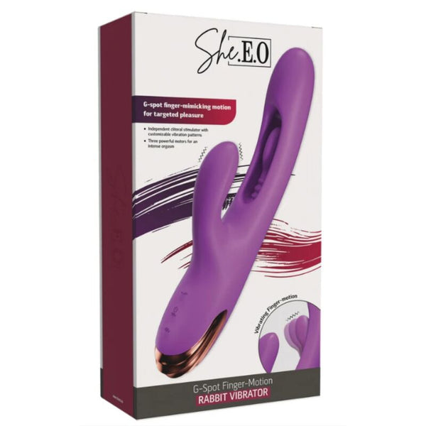 SHE.E.O - VIBRADOR RABBIT PUNTO G CON MOVIMIENTO DIGITAL MORADO