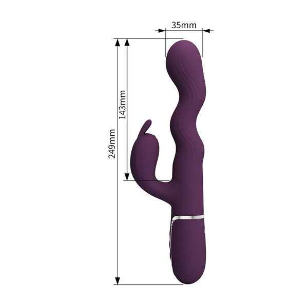 PRETTY LOVE - VIBRADOR RABBIT LOURSEN CON MOVIMIENTO OSCILANTE Y 7 VIBRACIONES RECARGABLE USB MORADO
