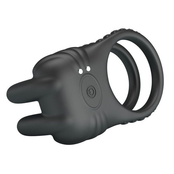 PRETTY LOVE - SINI ANILLO PARA PENE VIBRADOR RECARGABLE 10 FUNCIONES NEGRO