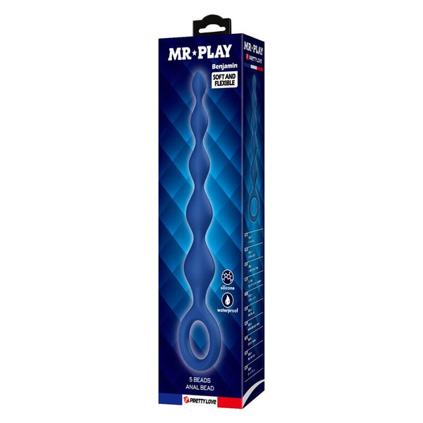 MR PLAY - BOLAS ANALES Y PLUG ANAL SILICONA AZUL 20,4 CM