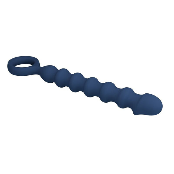 MR PLAY - BOLAS ANALES Y PLUG ANAL SILICONA AZUL -Ø- 3,4 CM - 28,5 CM