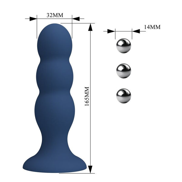 MR PLAY - PLUG ANAL CON 3 BOLAS METÁLICAS Y VENTOSA AZUL