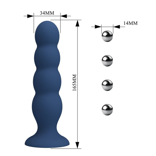 MR PLAY - PLUG ANAL CON 4 BOLAS METÁLICAS Y VENTOSA AZUL