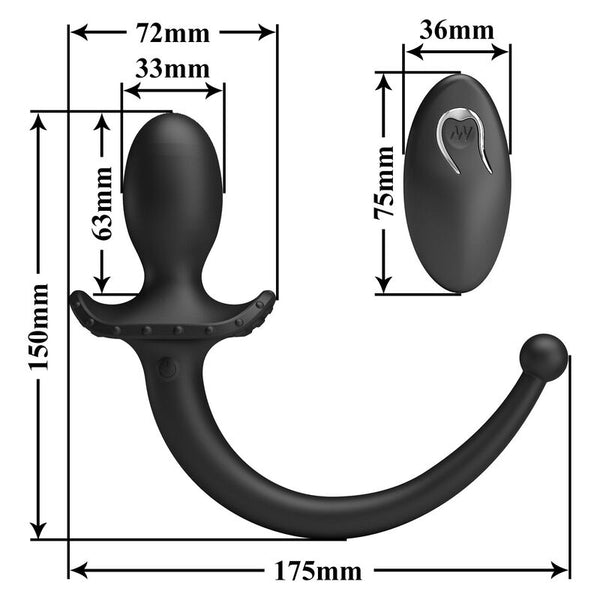 MR PLAY - VIBRADOR ANAL Y PERINEAL CON CONTROL REMOTO INALÁMBRICO NEGRO