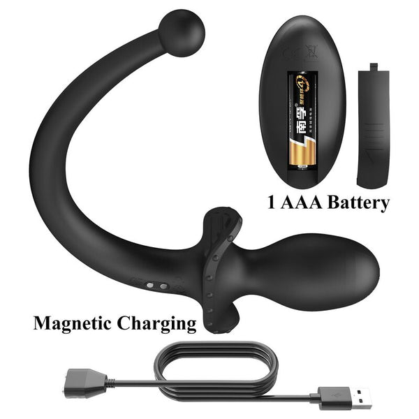 MR PLAY - VIBRADOR ANAL Y PERINEAL CON CONTROL REMOTO INALÁMBRICO NEGRO