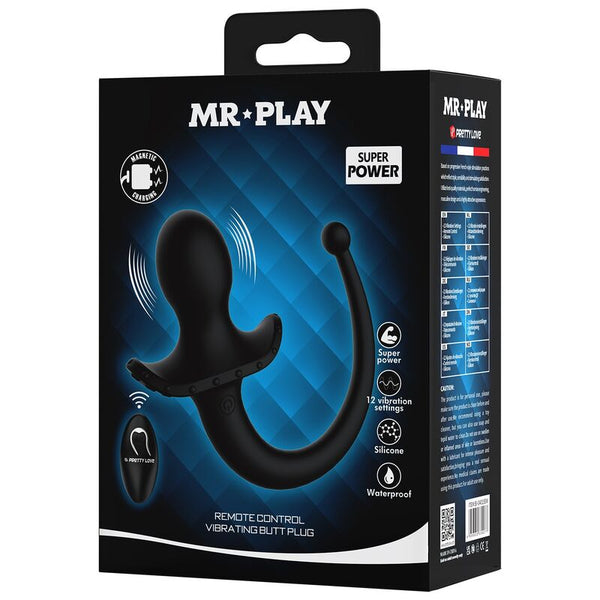 MR PLAY - VIBRADOR ANAL Y PERINEAL CON CONTROL REMOTO INALÁMBRICO NEGRO