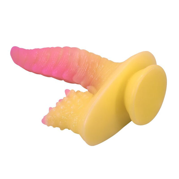 POWER MONSTERS - RIPPLIED MONSTER DILDO FANTASÍA CON VENTOSA 22,5 CM Ø 5,5 CM ROSA Y AMARILLO
