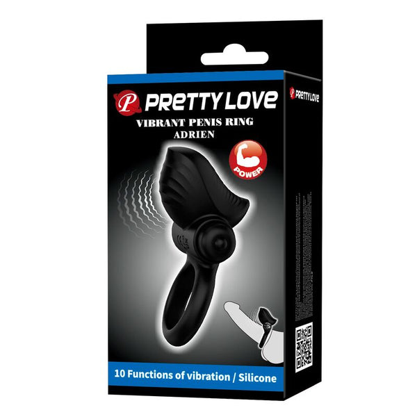 PRETTY LOVE - ANILLO VIBRADOR PARA PENE ADRIEN 10 FUNCIONES NEGRO