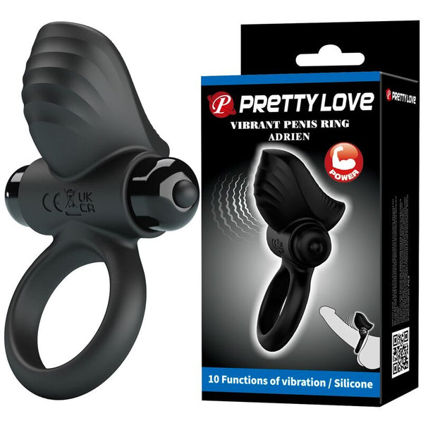 PRETTY LOVE - ANILLO VIBRADOR PARA PENE ADRIEN 10 FUNCIONES NEGRO