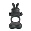 PRETTY LOVE - ANILLO VIBRADOR PARA PENE CON ESTIMULADOR DE CONEJITO 10 FUNCIONES NEGRO