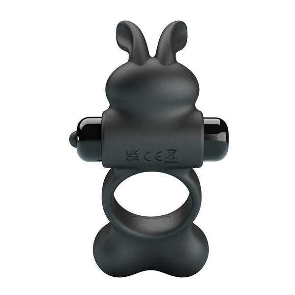 PRETTY LOVE - ANILLO VIBRADOR PARA PENE CON ESTIMULADOR DE CONEJITO 10 FUNCIONES NEGRO
