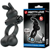 PRETTY LOVE - ANILLO VIBRADOR PARA PENE CON ESTIMULADOR DE CONEJITO 10 FUNCIONES NEGRO