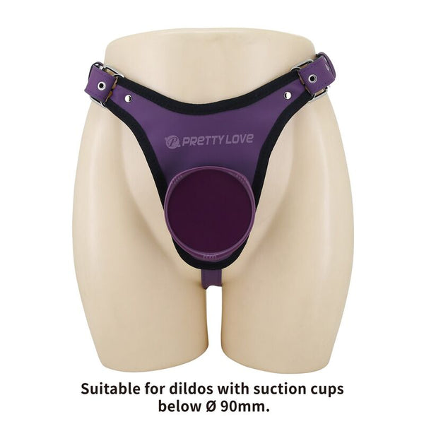 PRETTY LOVE - ARNÉS UNIVERSAL TIPO BRAGA PARA STRAP-ON MORADO Y NEGRO